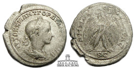 Seleucis and Pieria, Antioch. Gordian III. AD 238-244. Billon Tetradrachm. Laureate draped and cuirassed bust / Eagle standing facing, head turned lef...