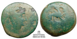 SPAIN, Castulo. Early 2nd Century BC. Æ 32. Male head right / Sphinx advancing right below. 32 mm, 26.25 g.