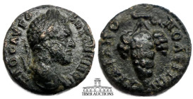 Thrace, Hadrianopolis. Caracalla AD 198-217. Æ 15. Laurate, bearded bust of Caracalla / ΑΔΡΙΑΝΟΠΟΛΕΙΤΩΝ, grape bunch. 15 mm, 2.73 g.