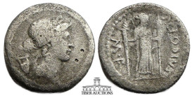 P. Clodius M.f. Turrinus 42 BC. AR Denarius. Laureate head of Apollo right / Diana Lucifera standing facing, holding two long torches. 17 mm, 3.13 g. ...