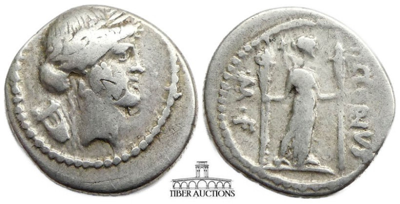 P. Clodius M.f. Turrinus 42 BC. AR Denarius. Laureate head of Apollo right / Dia...