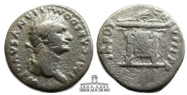Domitian AD 81-96. AR Denarius. Altar. 18 mm, 2.45 g. Harshly cleaned.