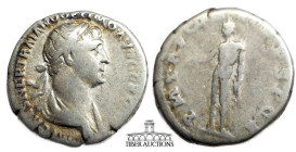 Trajan AD 98-117. AR Denarius. Genius. 17 mm, 3.11 g.