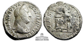 Sabina, Augusta AD 128-136. AR Denarius. 17 mm, 2.95 g. Harshly cleaned.