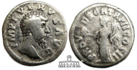 Lucius Verus AD 161-169. AR Denarius. Struck AD 161. Providentia. 18 mm, 3.15 g.
