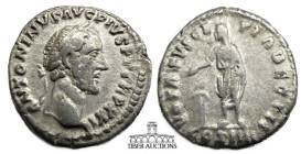Antoninus Pius AD 138-161. AR Denarius. Sacrificing at altar. 18 mm, 2.62 g.