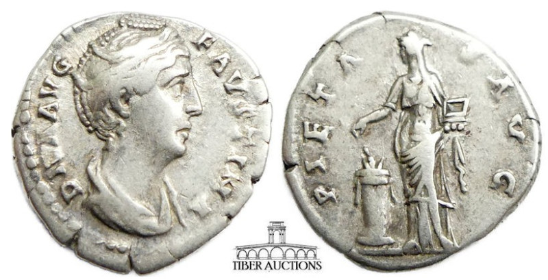 Faustina Senior, as Augusta. AD 138-141. AR Denarius. Pietas. 18 mm, 3.07 g.