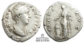 Faustina Senior, as Augusta. AD 138-141. AR Denarius. Pietas. 18 mm, 3.07 g.