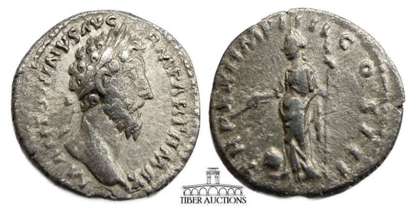Marcus Aurelius AD 161-180. AR Denarius. Providentia. 19 mm, 2.36 g.