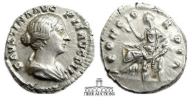 Faustina Junior, as Augusta AD 147-175. AR Denarius. Concordia. 17 mm, 3.40 g.