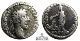 Commodus AD 177-192. AR Denarius. Commodus sacrificing. 17 mm, 2.91 g.
