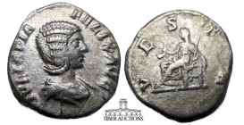Julia Domna, as Augusta AD 193-217. AR Denarius. Vesta. 18 mm, 2.48 g.
