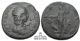 Julia Domna, as Augusta AD 193-217. Æ Sestertius. Juno. 30 mm, 31.21 g. Smoothing.