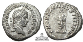 Caracalla AD 198-217. AR Denarius. Genius of the Senate. 19 mm, 2.66 g.