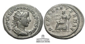 Gordian III AD 243-244. AR Antoninianus. Roma seated. 22 mm, 4.33 g.