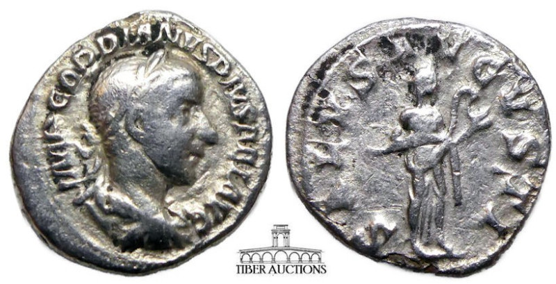 Gordian III AD 243-244. AR Denarius. Salus. 17 mm, 3.21 g.