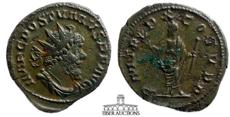 Postumus, Romano-Gallic AD 260-269. Billon Antoninianus. Serapis. 21 mm, 3.69 g.