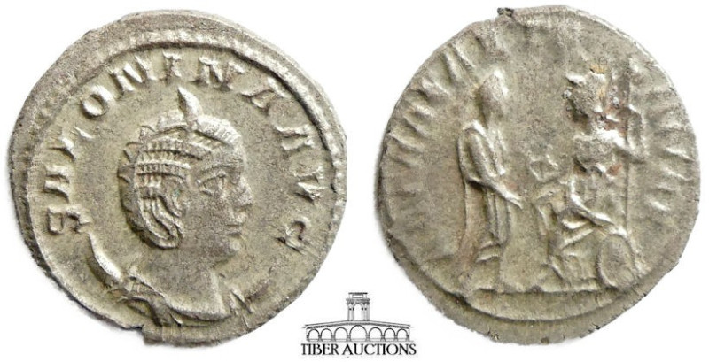Salonina, as Augusta AD 254-268. Billon Antoninianus. Gallienus standing right, ...