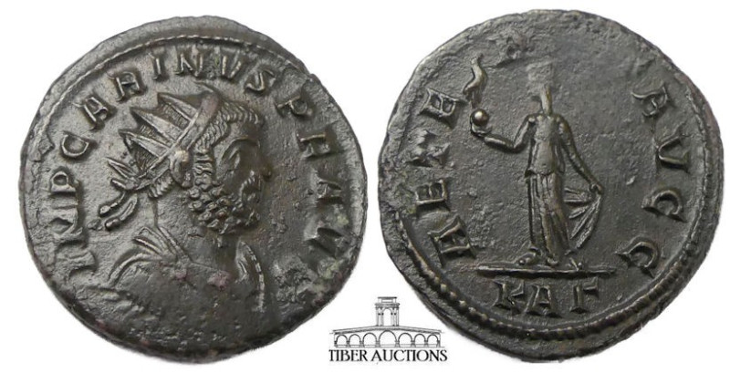 Carinus, as Caesar AD 282-283. Æ Antoninianus. Aeternitas standing front holding...