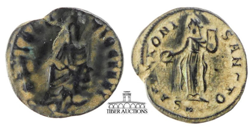 Maximinus II AD 310-313. Æ 16 "Persecution" issue. Antioch mint. Tyche of Antioc...