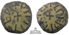 Æ Styca, Irregular issues, circa 843/4-855. Cross; around, legend. / Pellet in pearl ring; around, legend. 15 mm, .70 g.