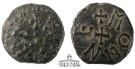 Æthelred II. Second Reign Æ Phase II Styca. AD 843-850. Monne, moneyer. +EADILIRED X around cross / +MONNE (first N retrograde) around cross. 16 mm, 1...