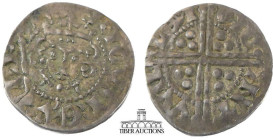 Henry III AR Penny. 1216-1272. Canterbury mint. Gilbert, moneyer. Crowned facing head / Voided long cross. 18 mm, 1.44 g.