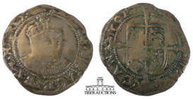 Edward VI, In the name of Henry VIII AR Groat 1547-1553. Canterbury mint. Struck 1547-1551. Crowned and mantled bust facing slightly right / Coat-of-a...