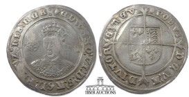 Edward VI AR Shilling 1547-1553. Third period. Tower (London) mint. Struck 1551-1553. Crowned bust facing slightly left; rose to left, XII (mark of va...