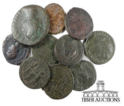 10 assorted Roman coins. 31.5 g.