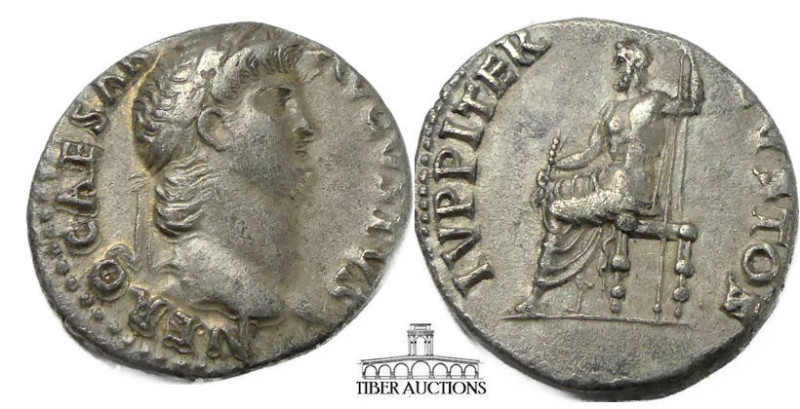 Nero AD 54-68. AR Denarius. Rome mint. Struck circa AD 67-68. Laureate head righ...