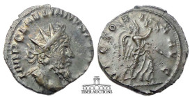 Laelianus. Romano-Gallic Usurper AD 269. Antoninianus. Colonia Agrippinensis (Cologne) mint. 3rd emission. Radiate and cuirassed bust right / Victory,...