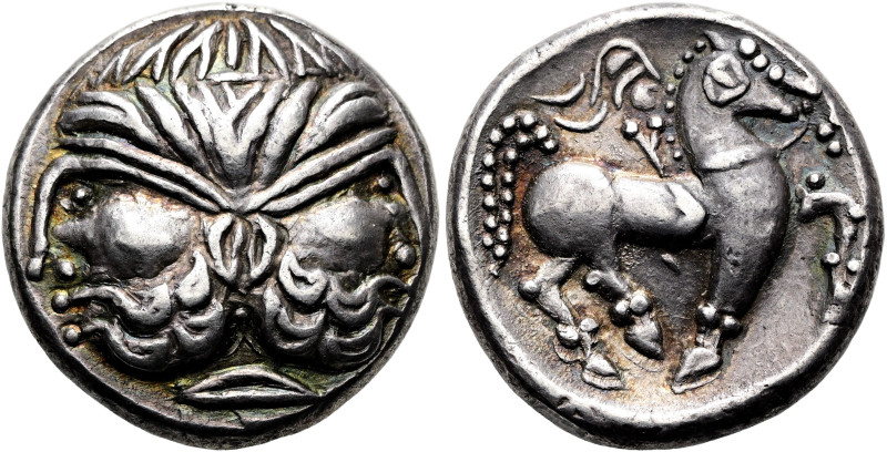 MITTLERE UND UNTERE DONAU. Philipp II. - Nachahmungen Doppelkopf, Tetradrachme ø...