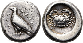 SIZILIEN. AKRAGAS Didrachme ø 19mm (8.63g). 488/5 - 480/78 v. Chr. Vs.: AKRA/CAN, Adler n. l. stehend. Rs.: Krabbe in rundem Incusum. Westermark, Akra...