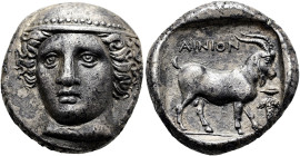 THRAKIEN. AINOS Tetradrachme ø 23mm (16.39g). ca. 385/4 - 384/3 v. Chr. Vs.: Kopf des Hermes mit Petasos en face leicht n. l. gewandt. Rs.: AINION, Zi...