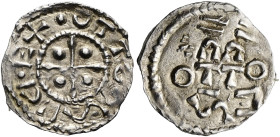 ESSLINGEN Otto I. - Otto III., 936 - 1002. Denar (1.70g). o.J. (um 973 - 1002), Esslingen. OTTO. SIID(retrograd). EX, Kreuz, in den Winkeln jeweils Ku...