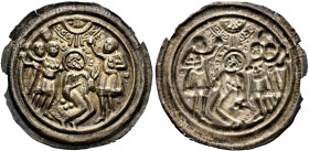 HALBERSTADT Ulrich I. von Reinstein, 1149 - 1160. Brakteat (0.93g). o.J., Halberstadt. Vier Männer, drei auf der linken und einer auf der rechten Seit...