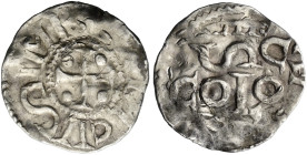 KÖLN Heinrich II., 1002 - 1024. Denar (1.39g). o.J. (um 1014 - 1024), Köln. + ENRICUS IMP, Kreuz, in den Winkeln jeweils Kugel / COLONIA-Monogramm. Hä...