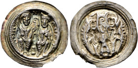MAINZ Konrad I. von Wittelsbach, 2. Regierung, 1183 - 1200. Brakteat (0.68g). o.J. (um 1183 - 1200), Aschaffenburg. eVRN[A] - CNAI - NI, der Heilige M...