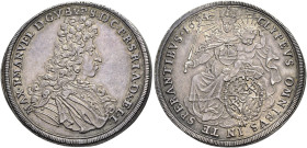 BAYERN Maximilian II. Emanuel, 1679 - 1726, 1711 - 1713 Fürst der Niederlande. Reichstaler (29.16g). 1694, München. Geharnischtes und drapiertes Brust...