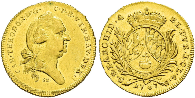 BAYERN Karl Theodor, 1777 - 1799. Dukat (3.48g). 1787 ST, München. Büste mit geb...