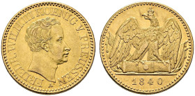 BRANDENBURG / PREUSSEN Friedrich Wilhelm III., 1797 - 1840. Doppelter Friedrichs d´or (13.30g). 1840 A, Berlin. Kopf nach rechts, darunter Münzzeichen...