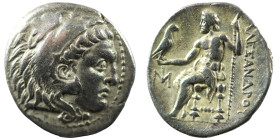 Kingdom of Macedon, Antigonos I Monophthalmos AR Drachm. In the name and types of Alexander III. Abydos, circa 310-301 BC. Head of Herakles to right, ...