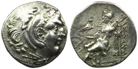 Macedonian Kingdom. Alexander III 'the Great'. 336-323 B.C. AR drachm . Chios, posthumously, ca. 290-275 B.C. Head of Herakles right, wearing lion's s...