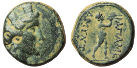 Phrygia, Apameia, Civic issue (133-48 BC) AE magistrate Pankr., son of Zeno.
Obv: Bust of Artemis-Tyche right wearing mural headdress and necklace; bo...