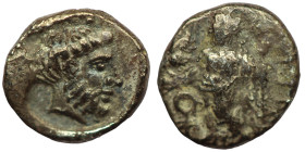 Cilicia, Tarsos AR Obol. Satrap of Lydia, circa 387/6-381 BC. Crowned head of Ahura-Mazda to right / Baaltars standing to left, releasing eagle and ho...