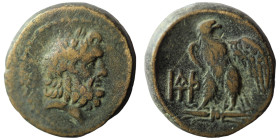 Kings of Galatia. . Deiotaros 62-40 BC.
Bronze Æ
Laureate head of Zeus right / Eagle standing left on thunderbolt, head right; APTH monogram to left.
...