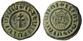 ARMENIA, Cilician Armenia. Royal . Levon I. 1198-1219. Æ Tank. Crowned leonine head facing slightly right / Patriarchal cross; five-pointed star to le...