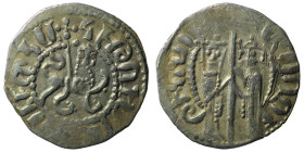 ARMENIA, Cilician Armenia. Royal . Hetoum I. 1226-1270. AR Tram. Queen Zabel and King Hetoum standing facing, holding long cross between them / Crowne...