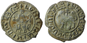 ARMENIA, Cilician Armenia. Royal . Levon I. 1198-1219. AR Tram . Levon seated facing on throne of flanked lions, holding globus cruciger and lis-tippe...